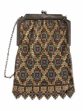 Antique 1920s Whiting & Davis Elsah Enamel Metal Mesh Purse